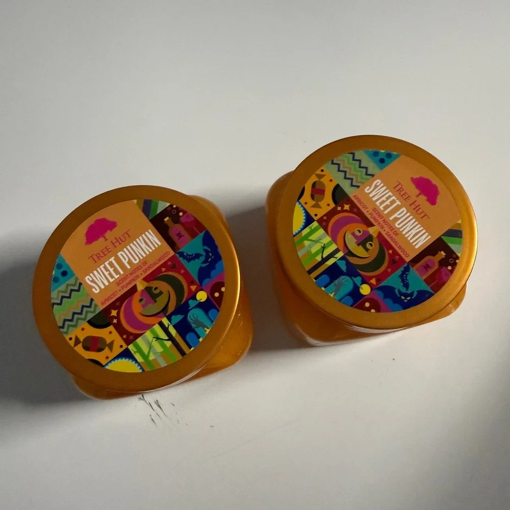 Tree Hut Sweet Punkin Shea Sugar Scrub 18oz Set of 2 Pumpkin Apricot Sandalwood